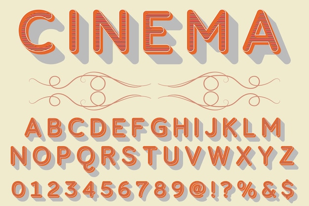 Retro typografie label ontwerp bioscoop