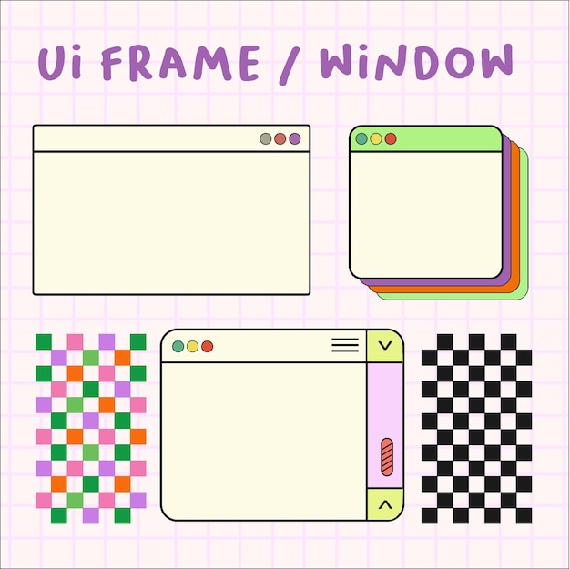 Vector retro ui-frame en raamelementen