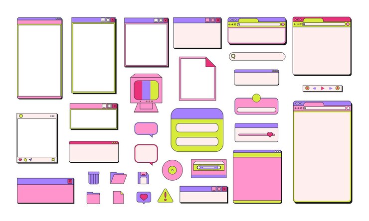 Premium Vector | Retro user interface tabs computer vintage vaporwave ...