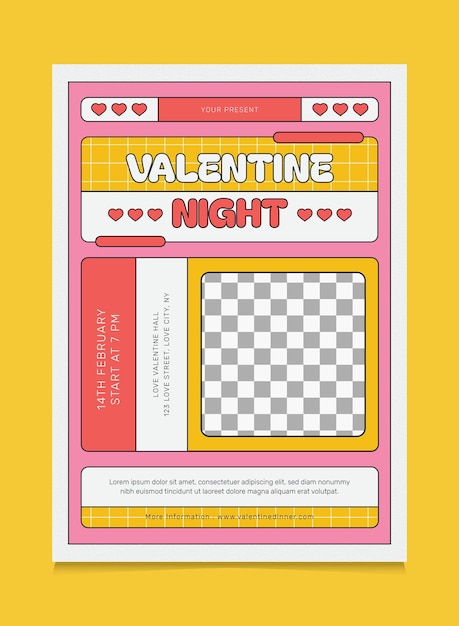 Retro Valentijnsnacht Poster Ontwerp