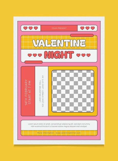 Retro Valentine Night Poster Design