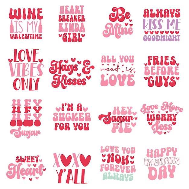 Vector retro valentine's day bundle