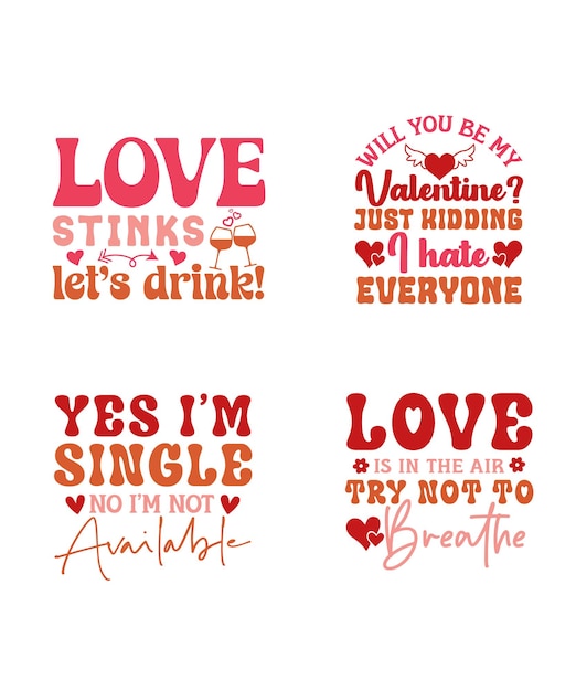 Retro Valentine Svg Bundle Sublimation Designs Trendy Valentine Svg Funny Valentine Svg