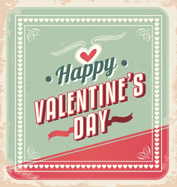 Retro vintage valentines day greeting card design Vector Image