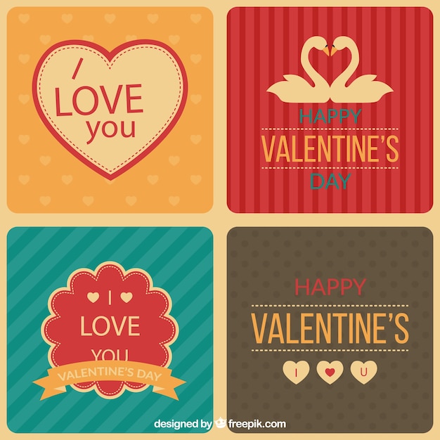 retro valentines day labels