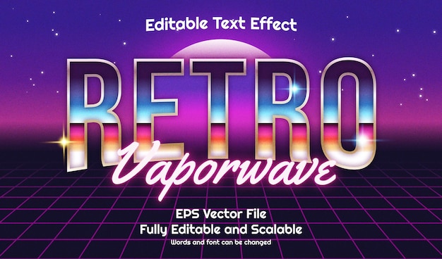 Vector retro vaporwave 80s editable text effect