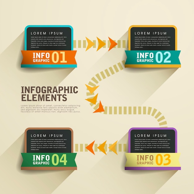 Retro vector abstracte stroomschema infographic elementen