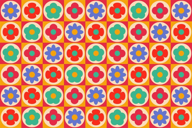 Vector retro vector achtergrond met bloemen voor social media posts banner kaart ontwerp enz