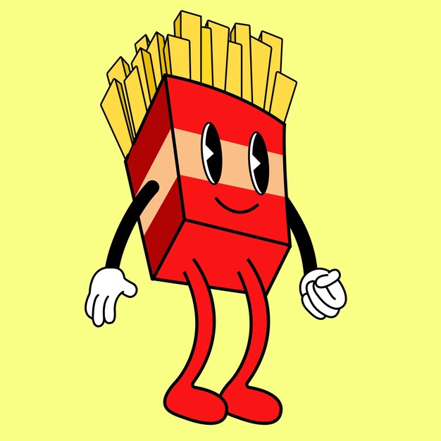 Vector retro vector fries illustration