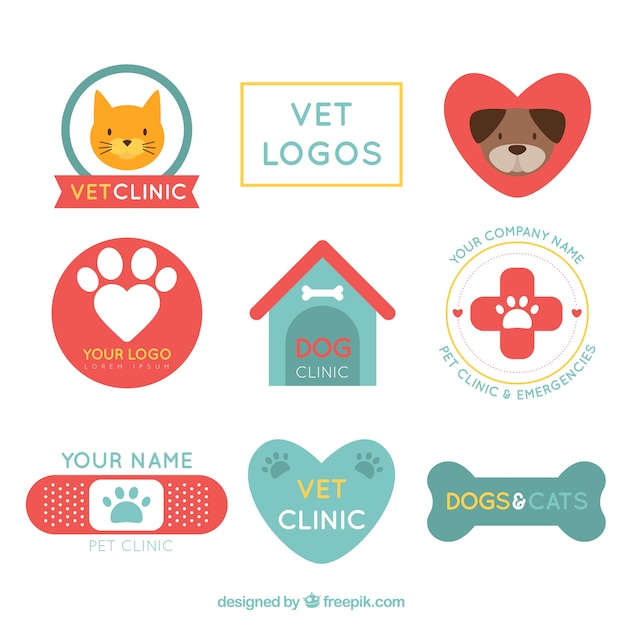 Vector retro veterinary clinic logos