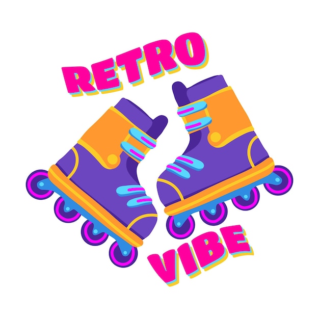 Vector retro vibe 90's print with vibrant rollers design print for tshirt and other