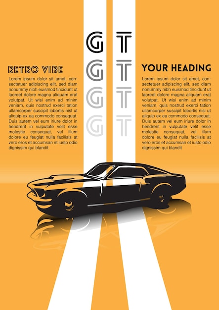 Vector retro vibe car poster retro city gt