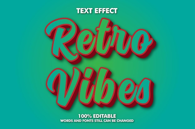 retro vibes modern bold 3d typography cartoon editable text effect