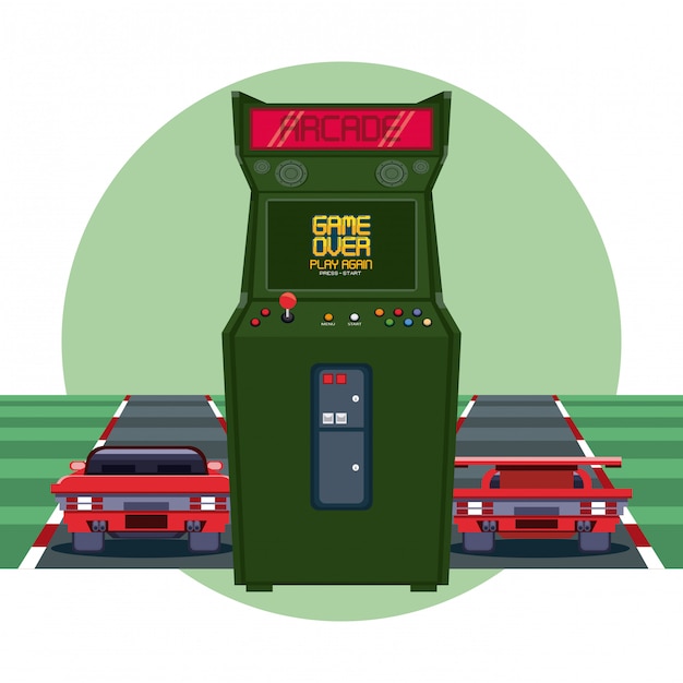 Vettore telaio rotondo da corsa retrò videogame arcade