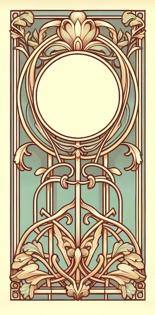 Vector retro vintage art nouveau frame with soft hues