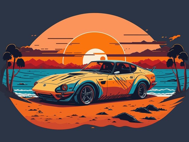 Retro Vintage auto gedetailleerde TShirt Art