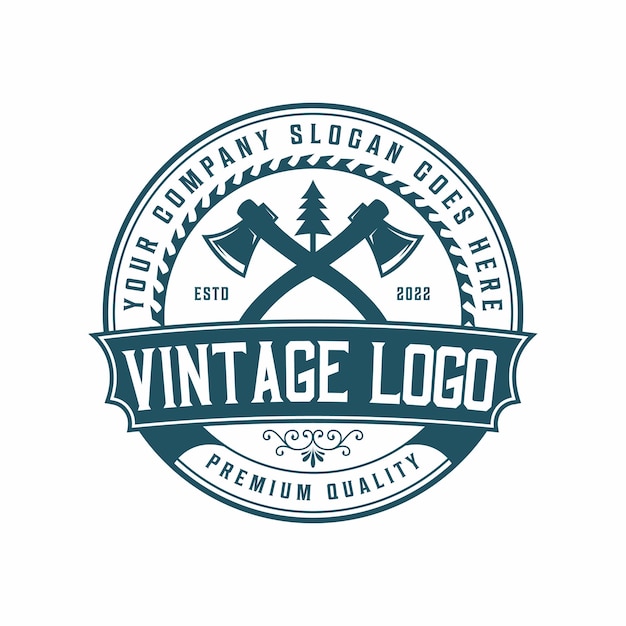 Retro vintage badge lumberjack vector logo template