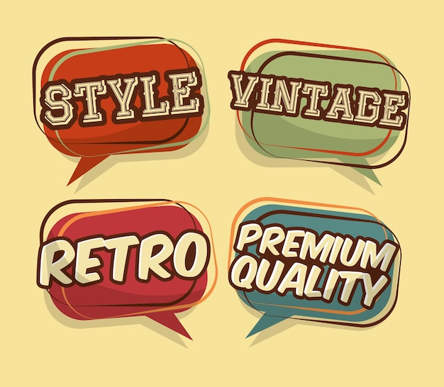 Vector retro vintage badge speech bubble collection