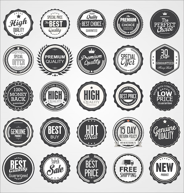 Retro vintage badges collectie