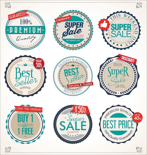 Vector retro vintage badges and labels collection