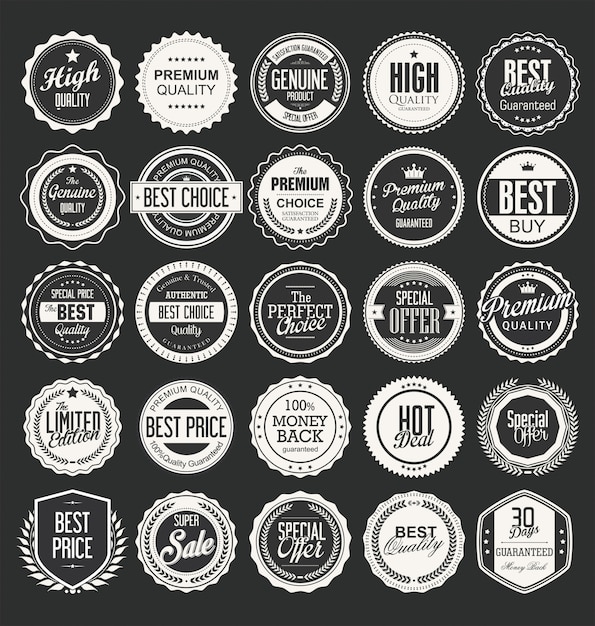 Vector retro vintage badges and labels vector collection