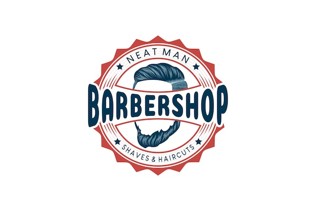 Retro vintage bebaarde man vector ontwerp voor barbershop logo sjabloon