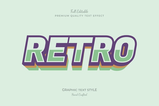 Vector retro vintage bewerkbaar premium teksteffect