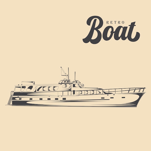 Retro Vintage Boat Vector Stock Illustration