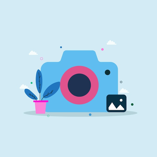 Retro vintage camera flat design