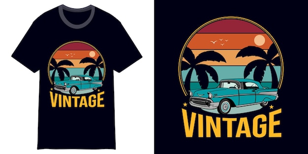 retro vintage car t shirt design or vintage logo outdoor t shirt design