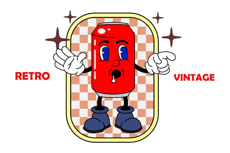Vector retro vintage cartoon mascot oldiest