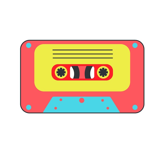 Retro vintage cassettebandje op witte achtergrond. Vector sticker, teken of pictogram.