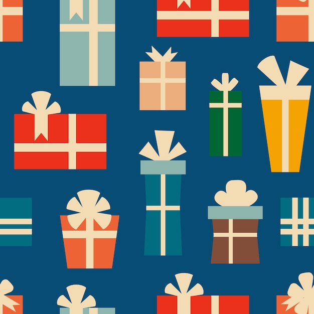 선물 상자와 레트로 빈티지 크리스마스 패턴