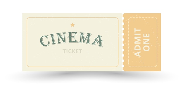 Retro vintage cinema ticket with stub template Vector illustration