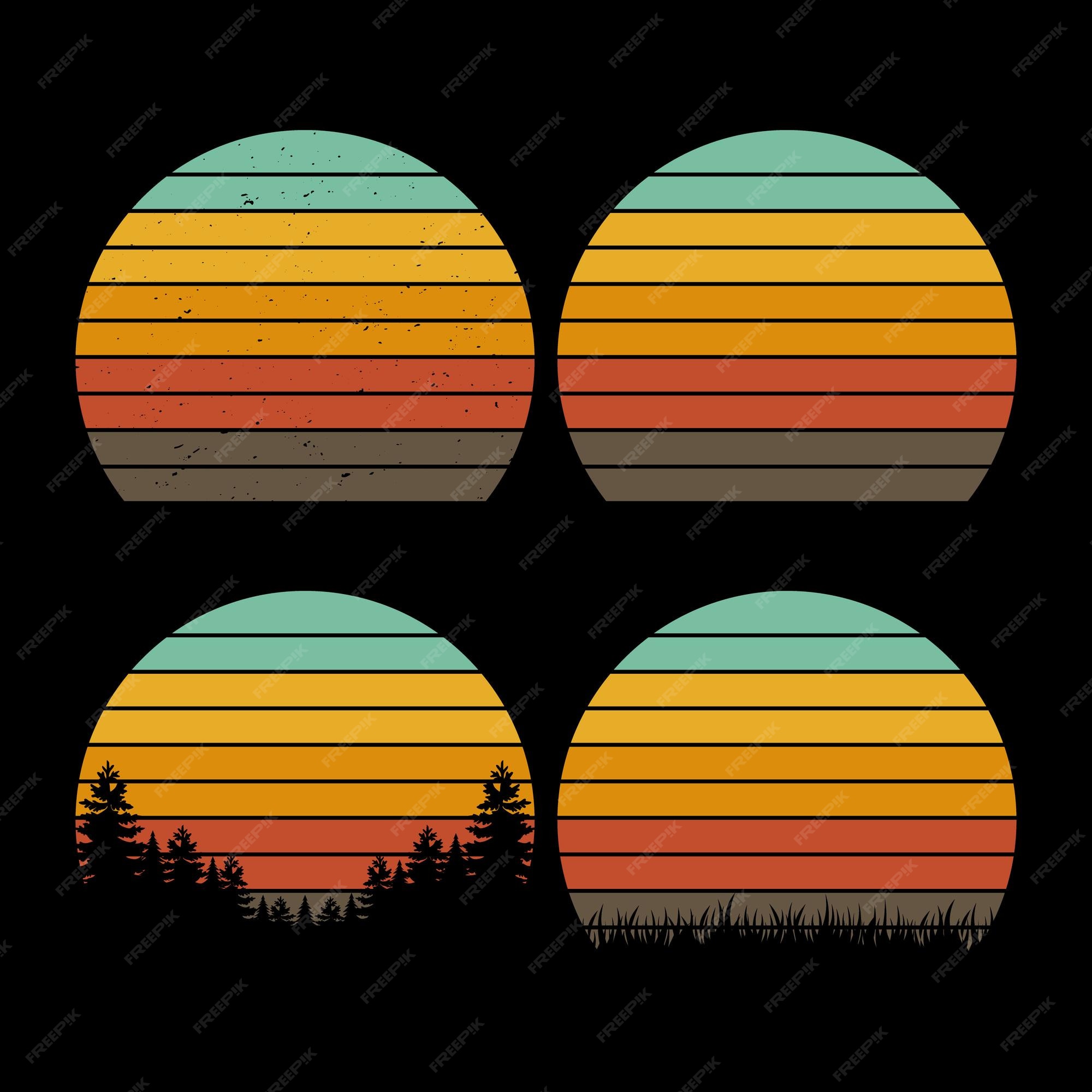 Premium Vector | Retro vintage circle sunset background grunge sun ...