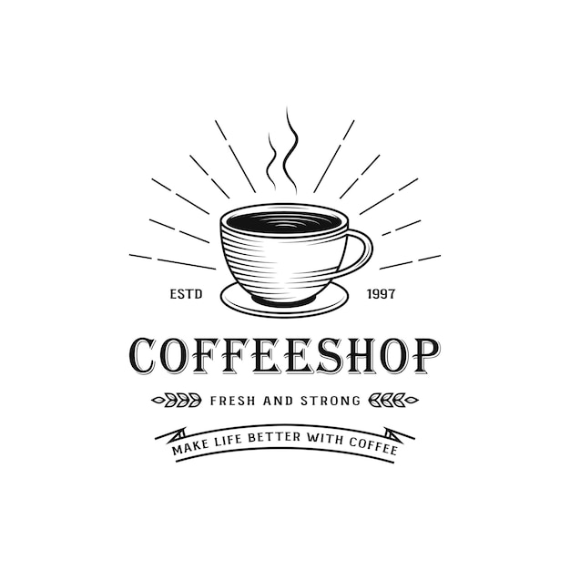 Vector retro vintage coffeeshop logo vector illustratie ontwerpsjabloon