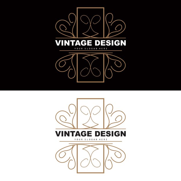 Vettore retro vintage design lussuoso minimalista vettore ornamento logo con mandala e stile batik prodotto marchio illustrazione invito banner moda