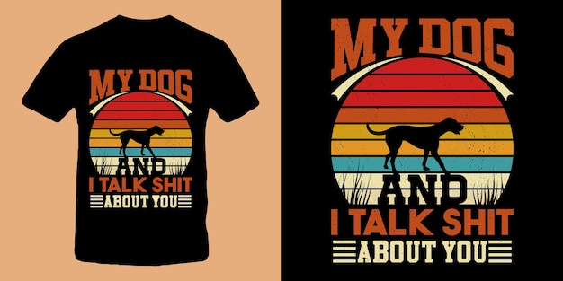 Вектор Ретро винтажная собачья футболка дизайн