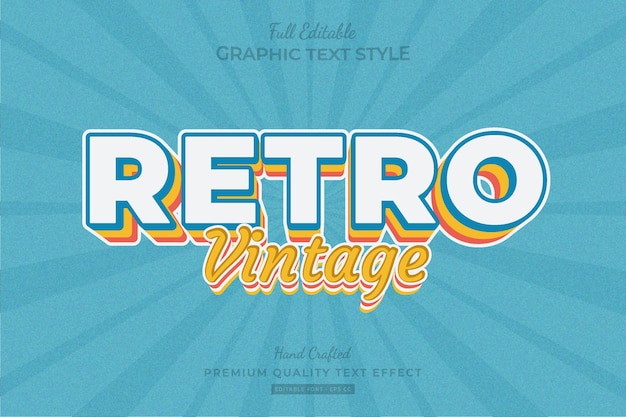 Vector retro vintage editable premium text effect font style