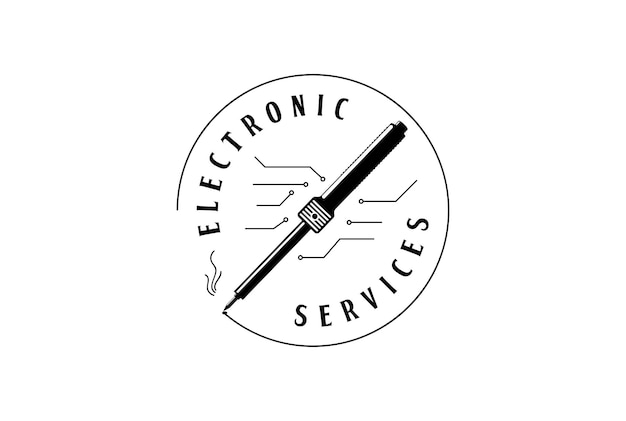 Saldatore elettronico vintage retrò per il logo dell'officina di servizio