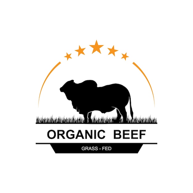 Retro Vintage Farm Cattle Angus Livestock Beef Emblem Label logo design vector