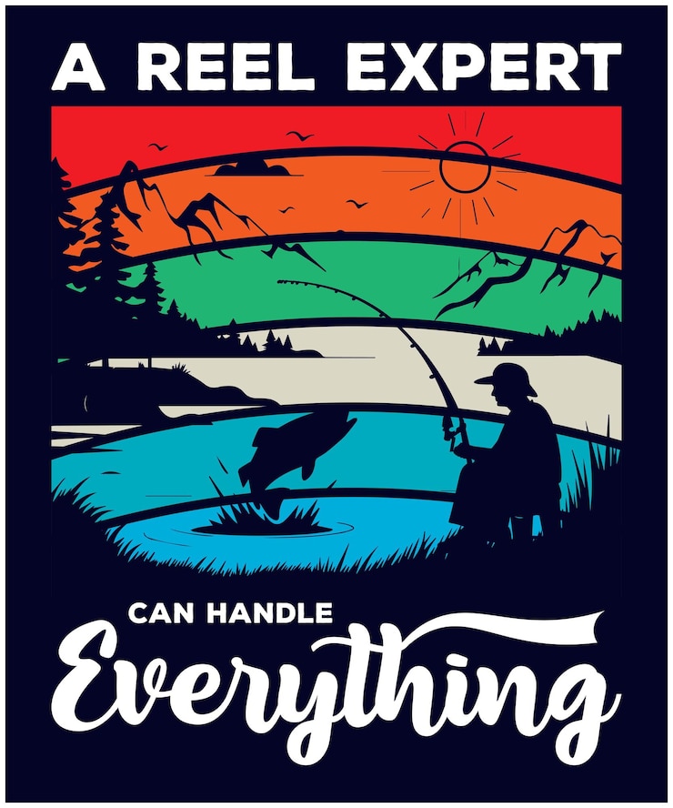 वेक्टर retro vintage fishing tshirt graphic sunset background vector silhouette
