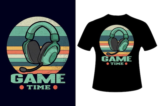 Retro vintage game time tshirt ontwerp gaming tshirt ontwerp
