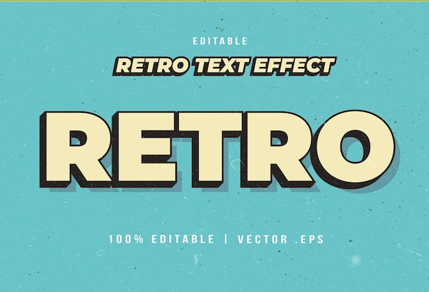 Retro vintage gaming bewerkbaar vector teksteffect, vector eps teksteffect stijl