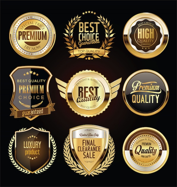 retro vintage golden badges labels and shields