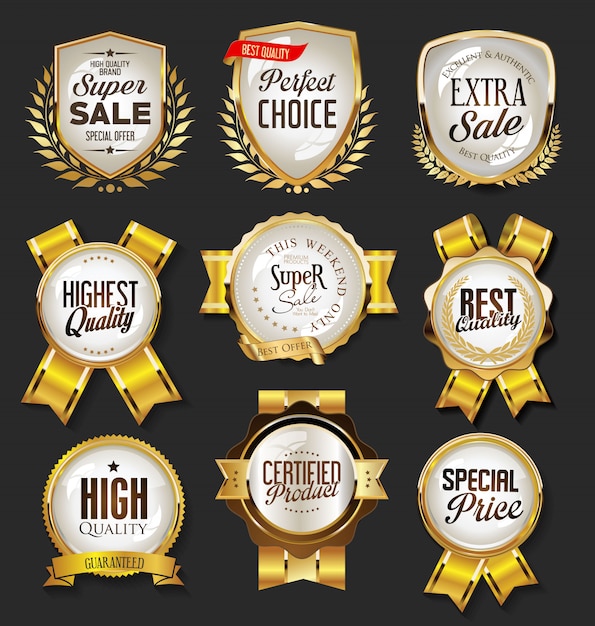 Retro vintage golden badges and labels