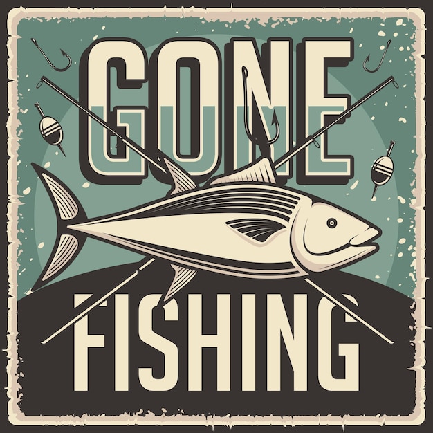 Retro Vintage Gone Fishing Poster