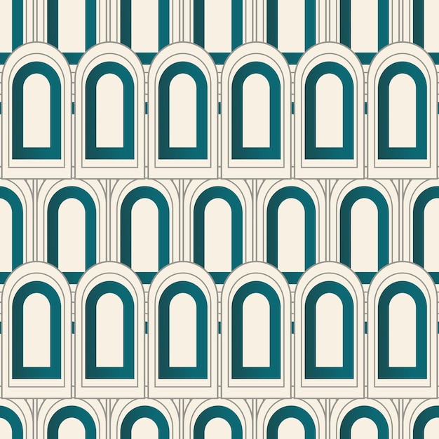 Retro vintage green gradient arches modern seamless pattern