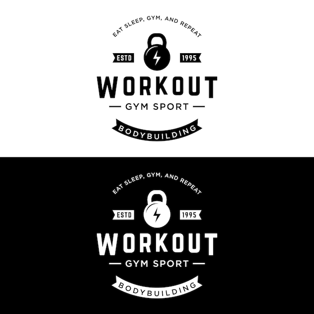 Vettore retro vintage gym sport bodybuilding template logo designlogo per business fitness label badge e centro di ginnastica