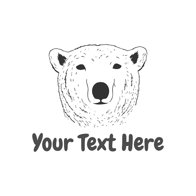 Vector retro vintage hand drawn sketch of ice polar grizzly bear head face icon illustration